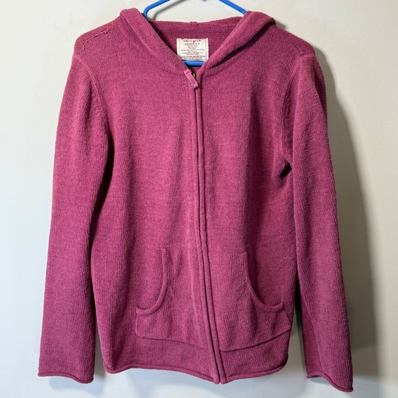 Life Is Good Tops - Life is Good Full Zip Hoodie Womens S Berry Pink Fair Textured Knit Sweater Cozy